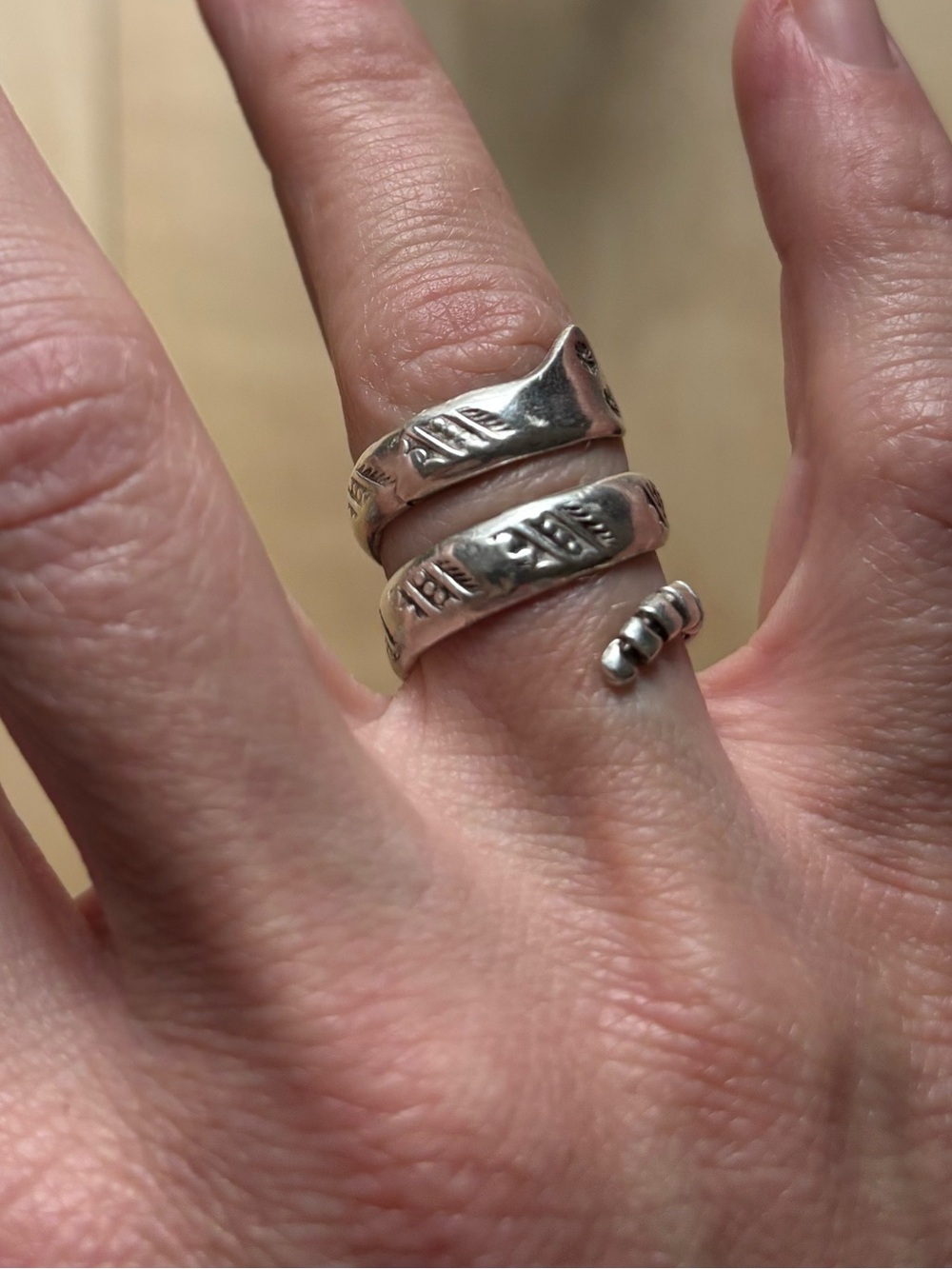 Sterling Silver Snake Wrap Band Ring - Silver
